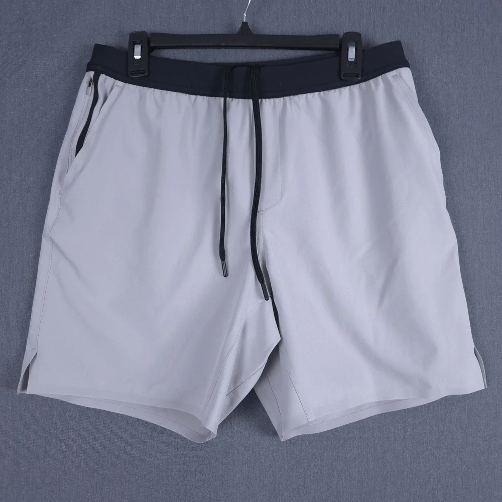 IBKUL Performance Shorts Mens Large Gray Lined Athletic Stretch Gym Running